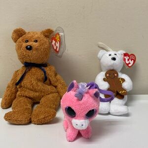 Ty Beanie Babies Fuzz Goody Magic Brown White Bears Jingle Beanies Pink Unicorn